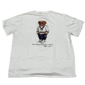 Ralph Lauren Polo Bear Mens 2XLT White Cotton Graphic T Shirt